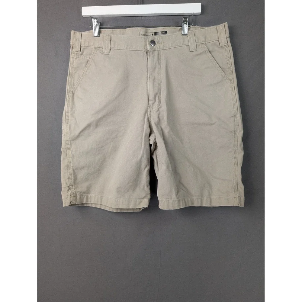 Carhartt Mens Rugged Flex Relaxed Fit Canvas Work Shorts Tan  36